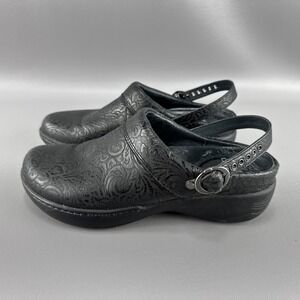 Dansko Sling Back Mule Womens Sz 37 / US 7 Embossed Buckle Comfort Career Slide‎